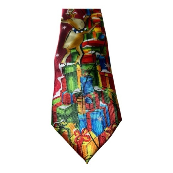 J. Garcia Red and Multicolor Christmas Tie #62 Rare - Picture 6 of 6